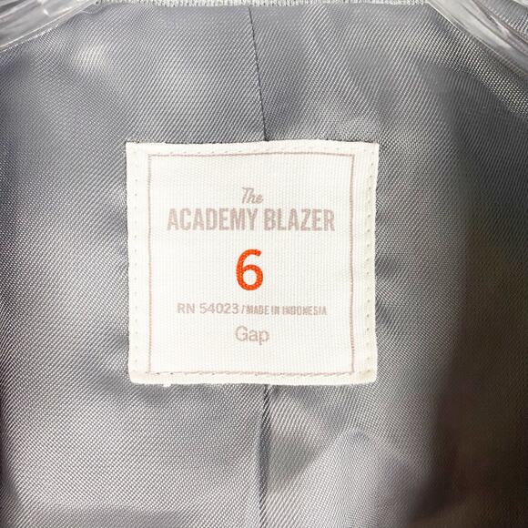 GAP Striped Ponte Academy Blazer Gray White Preppy Notched Lapel Womens Size 6 - Picture 6 of 11